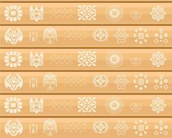 Light Brown Background with Tribal Patterns, Symbols, and Faces vector