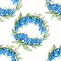 Bluebell blue watercolor minimal flower botanical seamless pattern png
