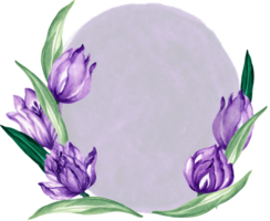 mão desenhado aguarela ilustração tulipas cerceta ramalhete jardim flor folhagem folhas guirlanda perfeito para convites cumprimento cartões png