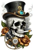 AI generated Steampunk Skull Vape Style Illustration photo