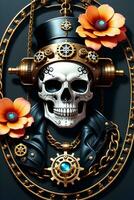 AI generated Steampunk Skull Vape Style Illustration photo