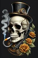 AI generated Steampunk Skull Vape Style Illustration photo