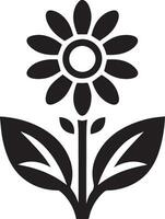 Minimal Flowere icon vector silhouette black color white background 23