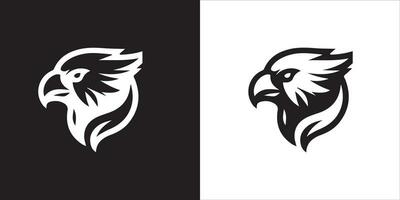 águila, halcón o halcón mascota logo diseño, pájaro cabeza Insignia emblema vector icono