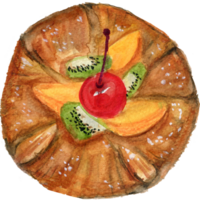 sopro pastelaria e pão e artesão pão aguarela ilustração doce sobremesa png