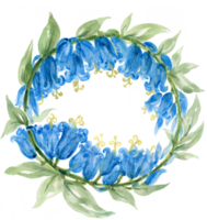 botanisch Garten Blume Aquarell Kranz Glockenblume Blume Blütenblätter png