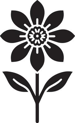 Minimal Flower Icon vector art illustration black color white background 22