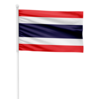 realista Tailandia bandera ondulación en un blanco metal polo con transparente antecedentes png