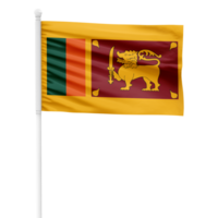 Realistic Sri Lanka Flag Waving on a White Metal Pole with Transparent Background png