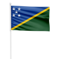 Realistic Solomon Islands Flag Waving on a White Metal Pole with Transparent Background png