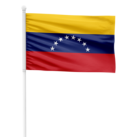 realistisch Venezuela Flagge winken auf ein Weiß Metall Pole mit transparent Hintergrund png
