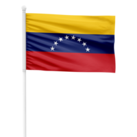 Realistic Venezuela Flag Waving on a White Metal Pole with Transparent Background png