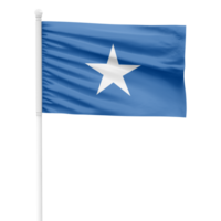 Realistic Somalia Flag Waving on a White Metal Pole with Transparent Background png