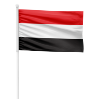 Realistic Yemen Flag Waving on a White Metal Pole with Transparent Background png