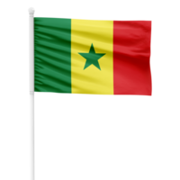 Realistic Senegal Flag Waving on a White Metal Pole with Transparent Background png