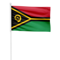 Realistic Vanuatu Flag Waving on a White Metal Pole with Transparent Background png