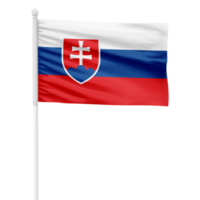 Realistic Slovakia Flag Waving on a White Metal Pole with Transparent Background png