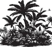 Jungle Plant vector silhouette black color 8