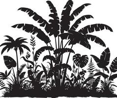 Jungle Plant vector silhouette black color 15