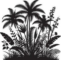 Jungle Plant vector silhouette black color 6