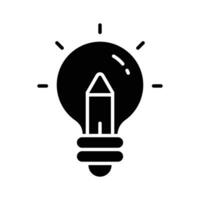 Light bulb with pencil denoting concept icon of creative writing, customizable design vector