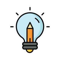 Light bulb with pencil denoting concept icon of creative writing, customizable design vector