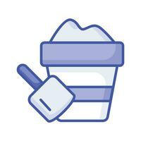 Sand bucket icon represents a small pail used for carrying and playing with sand at the beach or in a sandbox vector