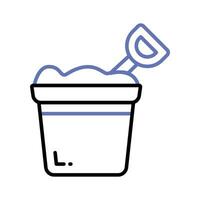 Sand bucket icon represents a small pail used for carrying and playing with sand at the beach or in a sandbox vector