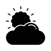 Partly cloudy weather, sun with cloud, modern icon of weather vector