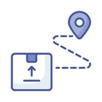 Package parcel with map pin showing concept icon of delivery route, delivery tracking vector