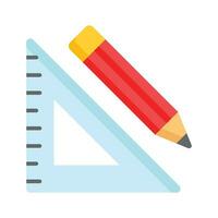 Triangle measurement ruler with pencil, concept icon of stationery vector