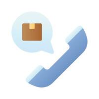 Parcel inside chat bubble with call receiver, concept icon of courier helpline vector