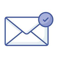 Check mark sign on mail concept icon of checked mail, ready to use vector