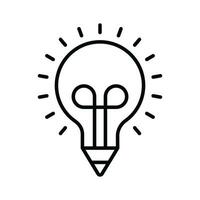 Light bulb with pencil denoting concept icon of creative writing, customizable design vector