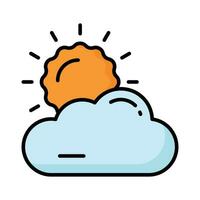 Partly cloudy weather, sun with cloud, modern icon of weather vector