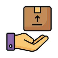 Parcel on hand showing concept icon of parcel care icon vector