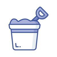 Sand bucket icon represents a small pail used for carrying and playing with sand at the beach or in a sandbox vector