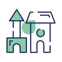 Take a look at this amazing icon of blocks castle in modern design style vector