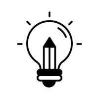 Light bulb with pencil denoting concept icon of creative writing, customizable design vector