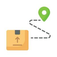 Package parcel with map pin showing concept icon of delivery route, delivery tracking vector