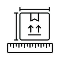 Package box with ruler scale showing concept icon of package dimensions, parcel measurement vector