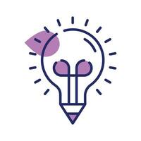 Light bulb with pencil denoting concept icon of creative writing, customizable design vector
