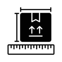 Package box with ruler scale showing concept icon of package dimensions, parcel measurement vector