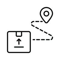 Package parcel with map pin showing concept icon of delivery route, delivery tracking vector