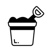 Sand bucket icon represents a small pail used for carrying and playing with sand at the beach or in a sandbox vector