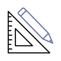 Triangle measurement ruler with pencil, concept icon of stationery vector