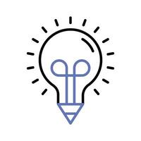 Light bulb with pencil denoting concept icon of creative writing, customizable design vector