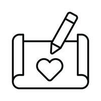 Heart shape on page with pencil concept icon of sketching in modern style vector