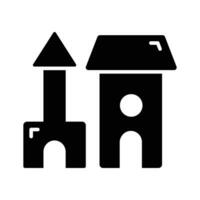 Take a look at this amazing icon of blocks castle in modern design style vector