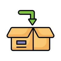 Well Designed icon of packaging, down arrow with parcel vector